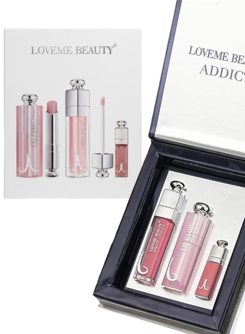 أحمر شفاه سائل ثابت + ملمع شفاه + مرطب شفاه